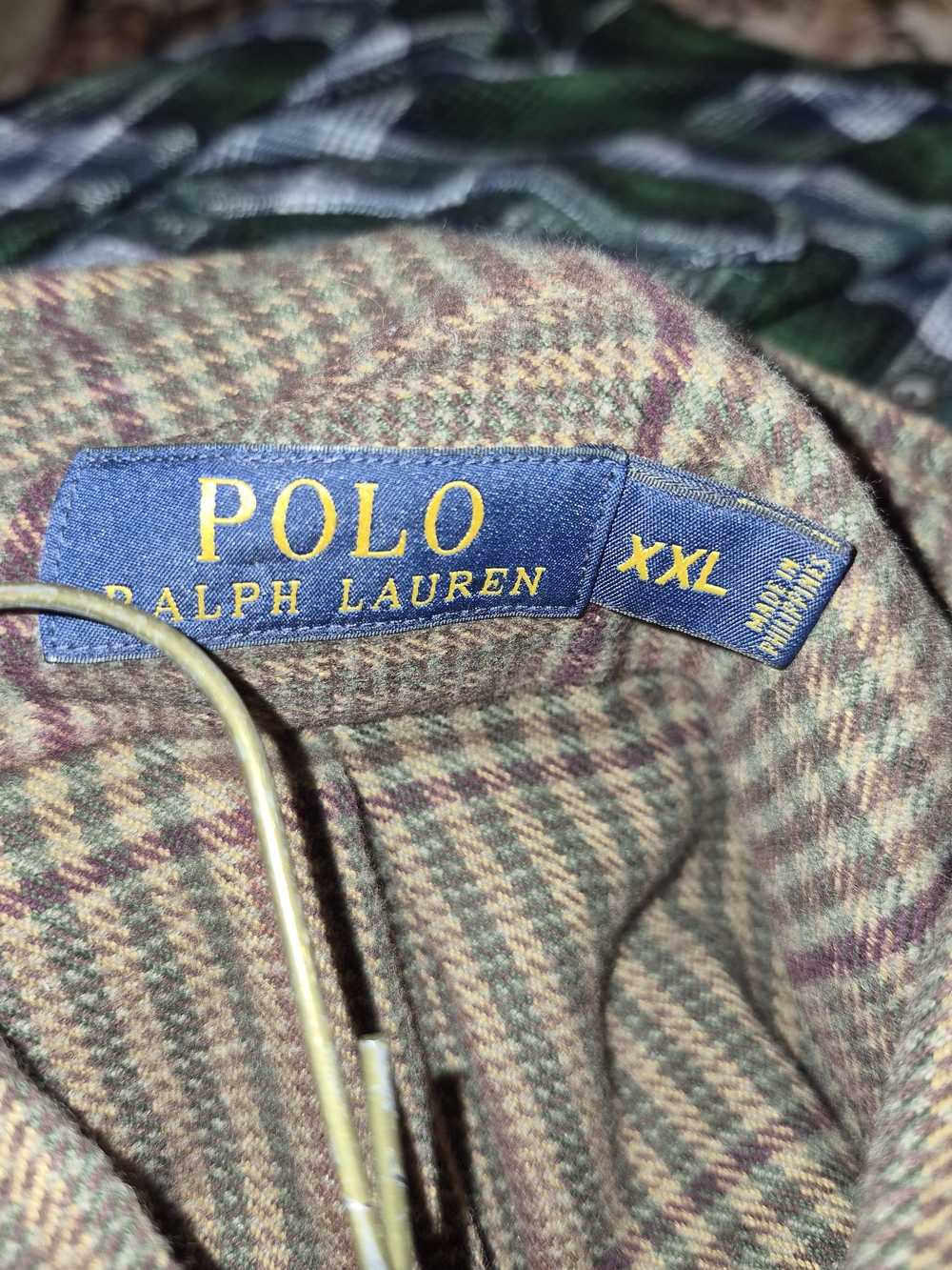 Polo by Ralph Lauren Brown and Green Plaid Button-Down Shirt with Suede Yoke - Picture 4 of 4